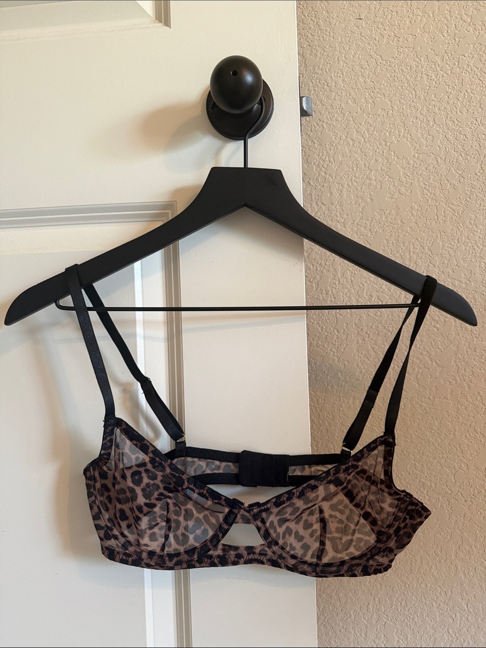 Sheer Leopard Mesh Bralette - Black/Brown